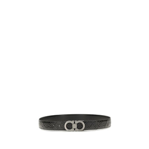 Ferragamo Black Calf Leather Bos Taurus Regular Belt