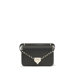 Valentino Garavani Black Calf Leather Bos Taurus Shoulder Bag