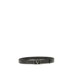 Valentino Garavani Black Calf Leather Bos Taurus Regular Belt