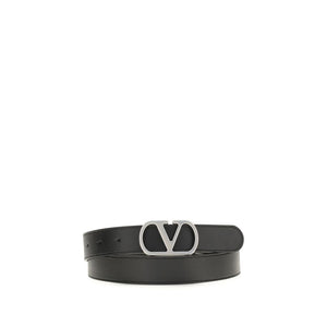 Valentino Garavani Black Calf Leather Bos Taurus Regular Belt