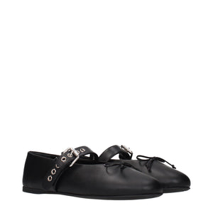 Miu Miu Black Leather Ballet Flats