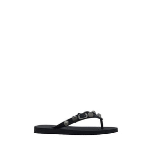 Balenciaga Black Polyurethane Flip-Flop Sandals