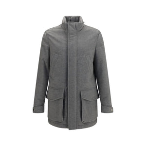 Brunello Cucinelli Gray Cashmere Full-Length Jacket
