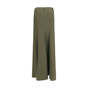 Alexander McQueen Bicolor Silk Long Skirt