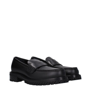 Off-White Black Leather Slip-On Loafers