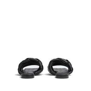 Bottega Veneta Black Lamb Leather Flat Sandals