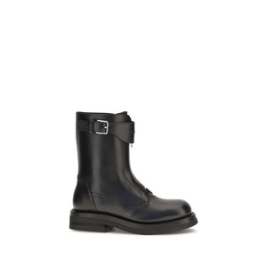 Alexander McQueen Black Calf Leather Bos Taurus Lace-Up Boots