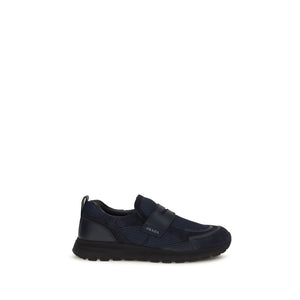 Prada Blue Calf Leather Bos Taurus Athletic Sneakers