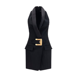 Balmain Black Wool Oves Aries Casual Dress