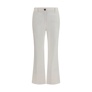 Brunello Cucinelli White Cotton Flared Pants