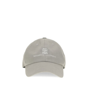 Brunello Cucinelli Gray Cotton Cap (Baseball Hat)