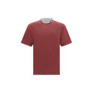 Brunello Cucinelli Bordeaux Cotton T-Shirt