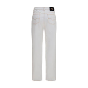 Versace White Cotton High-Waisted Jean