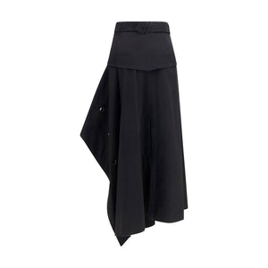 Burberry Black Cotton Long Skirt