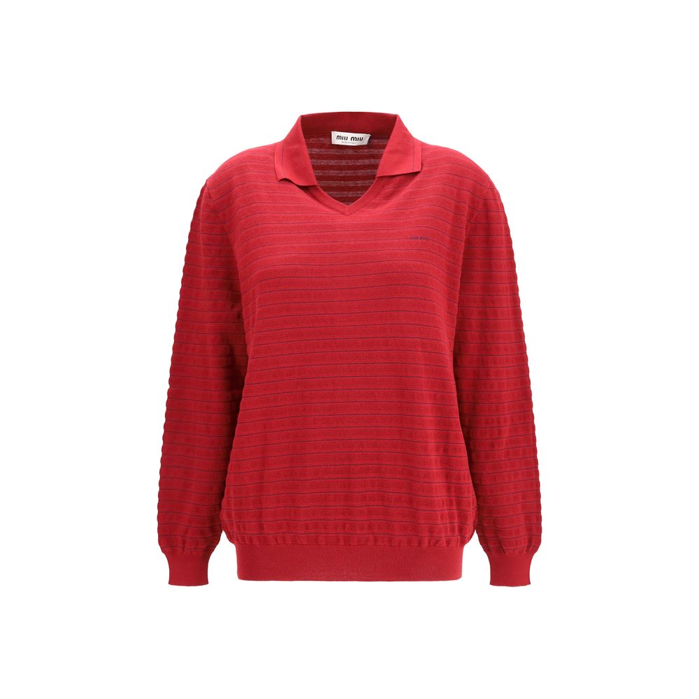 Miu Miu Bordeaux Cotton Polo Shirt