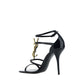 Saint Laurent Black Calf Leather Bos Taurus Stiletto Heel Sandals
