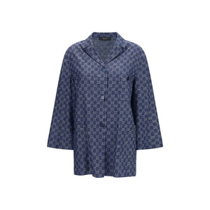 Gucci Blue Cotton Full-Length Jacket