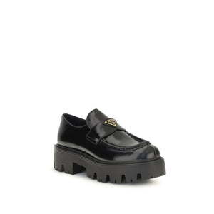Prada Black Calf Leather Bos Taurus Slip-On Loafers