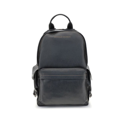 Brunello Cucinelli Black Calf Leather Bos Taurus Handbag