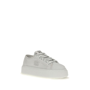 Miu Miu White Polyamide Platform Sneakers