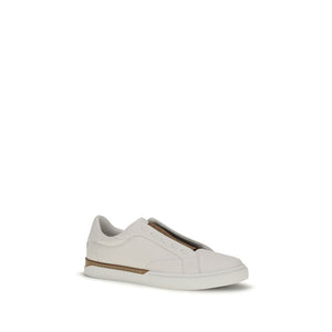 Fendi White Calf Leather Bos Taurus Low Top Sneakers