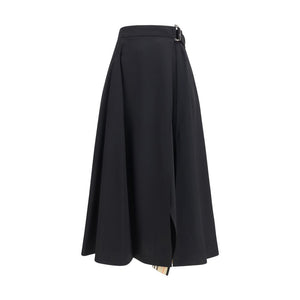 Burberry Black Wool Oves Aries Midi Skirt
