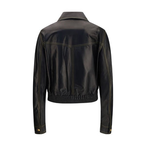 Versace Black Lamb Ovis Aries Aries Leather Jacket