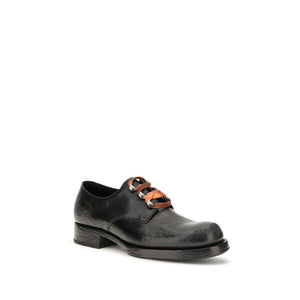 Prada Black Calf Leather Bos Taurus Oxfords And Derbies