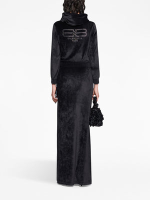 Balenciaga Balenciaga Crystal embellished velvet zip-up hoodie