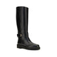 Valentino Garavani Black Calf Leather Bos Taurus Flat Boots