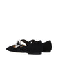 Jimmy Choo Black Leather Ballet Flats