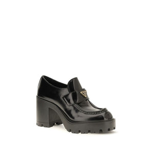 Prada Black Calf Leather Bos Taurus Platform Loafers