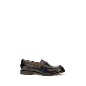 Fendi Black Calf Leather Bos Taurus Slip-On Loafers