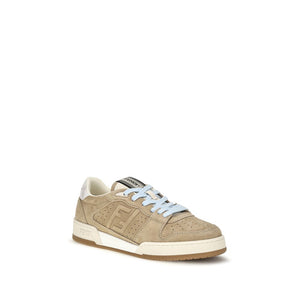 Fendi Beige Suede Leather Sneakers