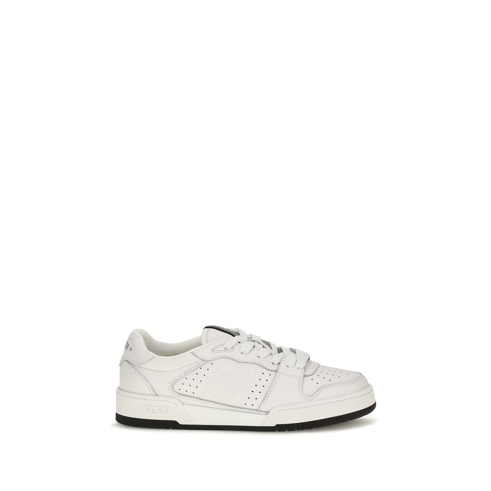 Fendi White Calf Leather Bos Taurus Athletic Sneakers