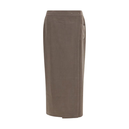 Giorgio Armani Brown Silk Long Skirt