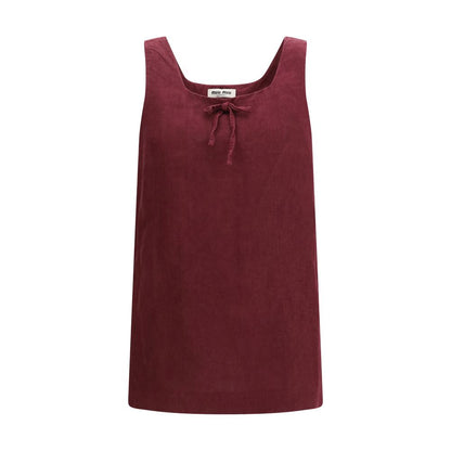 Miu Miu Bordeaux Linen Casual Dress