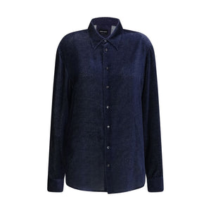 Giorgio Armani Blue Silk Dress Shirt