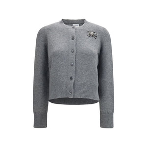 Burberry Gray Wool Oves Aries Cardigan