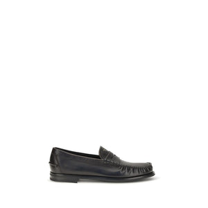 Prada Black Calf Leather Bos Taurus Slip-On Loafers