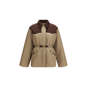 Versace Beige Nylon Full-Length Jacket