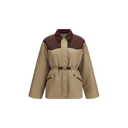 Versace Beige Nylon Full-Length Jacket
