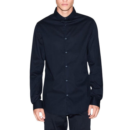 Armani Exchange Blue Cotton Dress Shirt