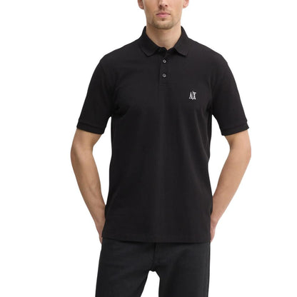 Armani Exchange Black Cotton Polo Shirt