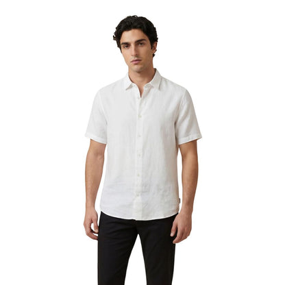 Armani Exchange White Linen Shortsleeve Shirt