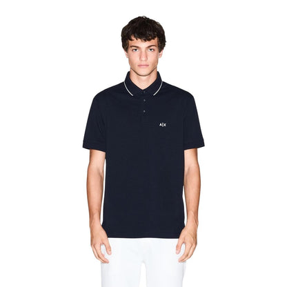 Armani Exchange Blue Cotton Polo Shirt