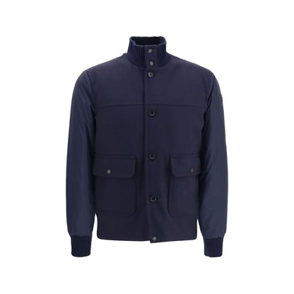 Moncler Blue Wool Oves Aries Shell Jacket