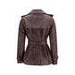 Burberry Bordeaux Calf Leather Bos Taurus Coat