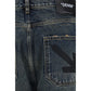 Off-White Blue Cotton Straight-Leg Jeans