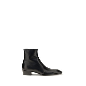 Saint Laurent Black Calf Leather Bos Taurus Ankle Boots